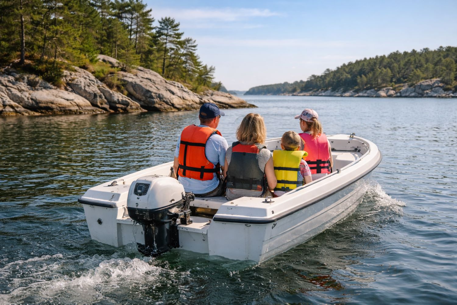 Familjeutflykt med båt i skärgården